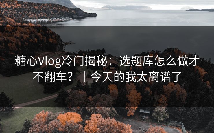 糖心Vlog冷门揭秘：选题库怎么做才不翻车？｜今天的我太离谱了